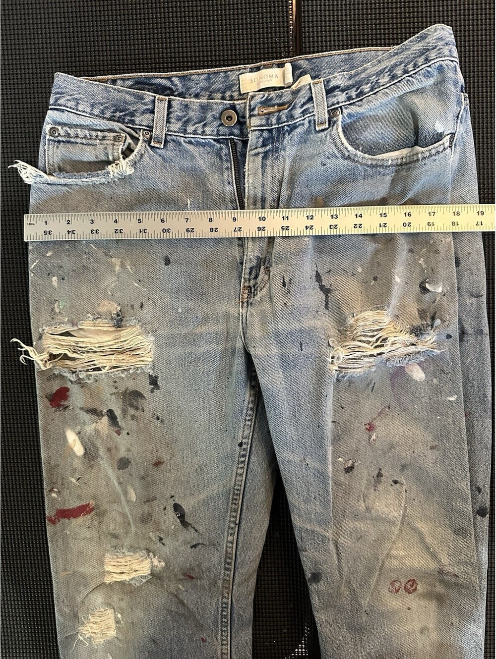 Distressed Grunge Jeans 34x32 Paint Splatter Workwear Skater Vintage Style